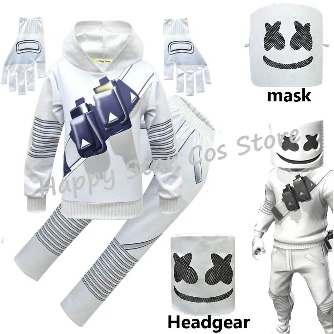 Kids Electronic Sound Singer DJ Marshmello Costume Girls Boys