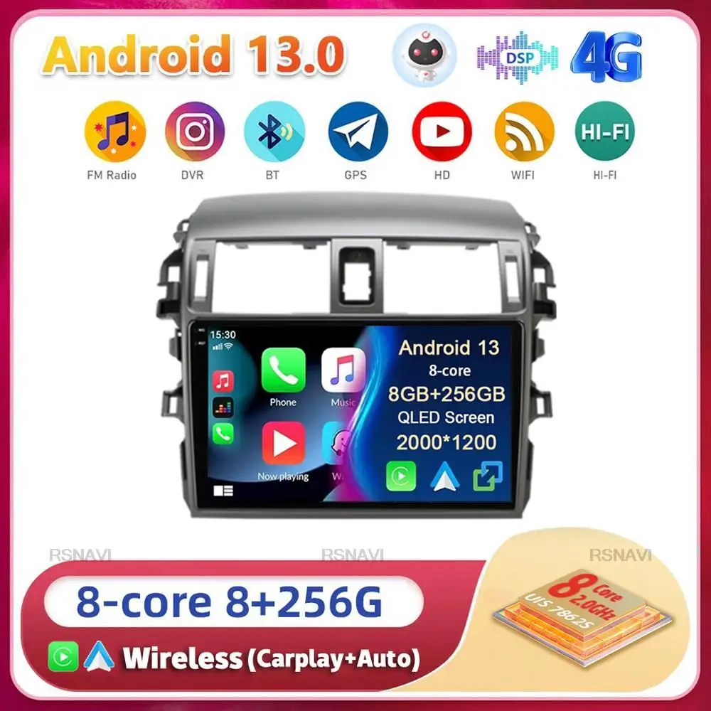 

Android 13 Carplay Car Radio For Toyota Corolla E140/150 2007 2008 2009 2010-2013 Multimedia Player GPS 2din Head Unit Stereo BT