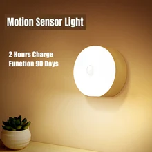 

Motion Sensor LED Wireless Night Light Bedroom Lamp USB Rechargeable Energy-saving Automatic Wall-Mounted Body Induction Lamp