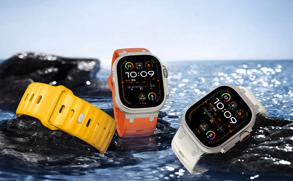 Sport Silicone Strap for Apple watch ultra 2 band 49mm Stainless Steel correa bracelet iwatch Series 9 8 7 6 5 SE 45mm 44mm 42mm