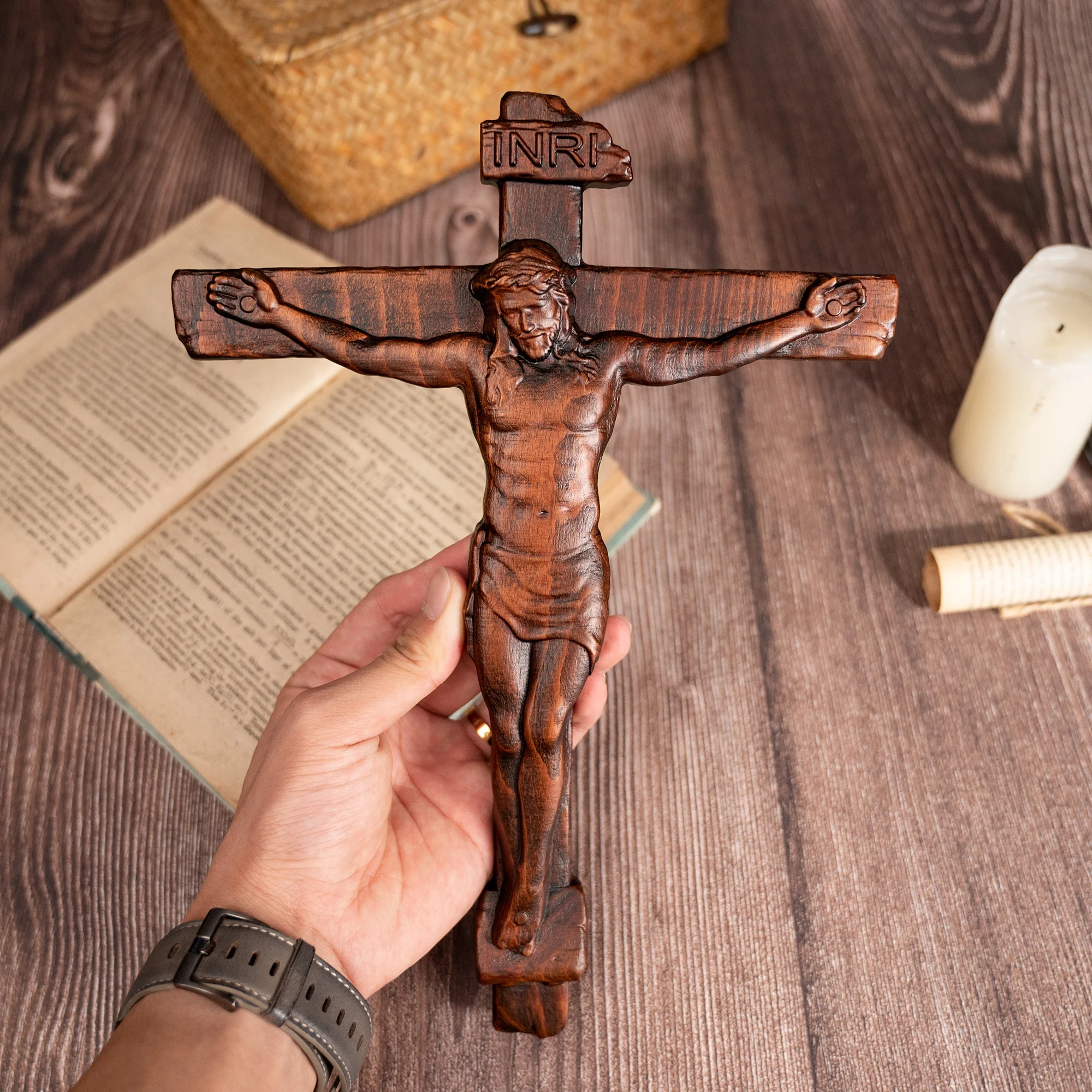 Bible Trinity Christian Cross Holy Father Holy Spirit Jesus Wooden Cross  Religious Wood Carving Church Home Wall Decoration - Wall Crosses -  AliExpress