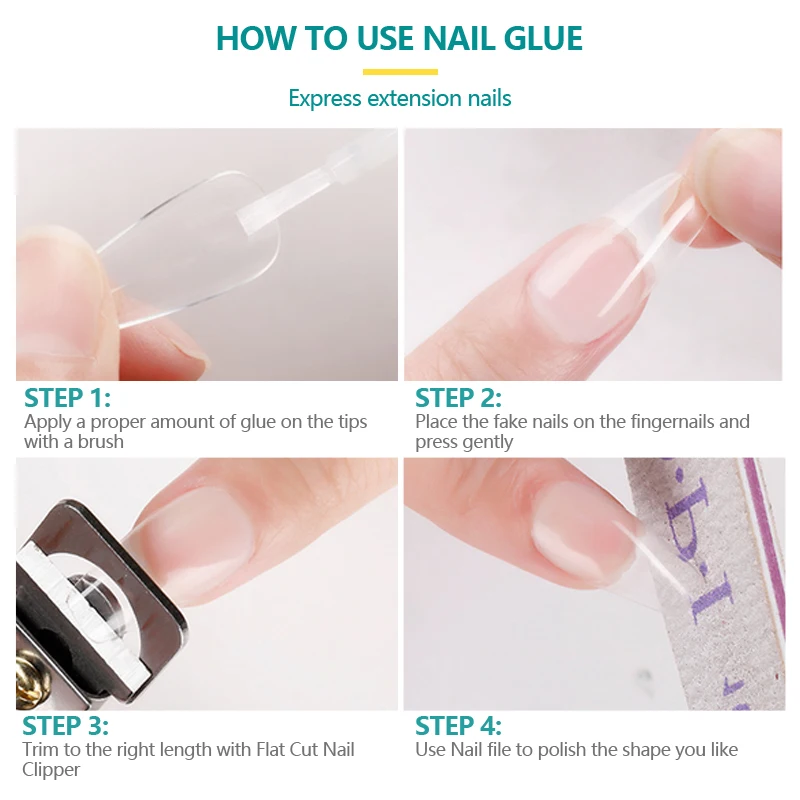 Nailpop Nail Glue for False Tips Glitter Acrylic Nail Art Adhesive Manicure Tool Rhinestone Glue Bottle Cap with Brush 2pcs 4