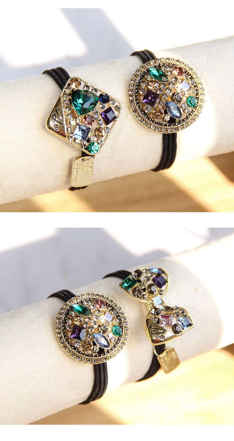 Koreanische Mode Strass Elastische Haar Gummibänder Für Mädchen Krawatte Haar Ring Seil Scrunchie Büro Zubehör Pferdeschwanz Kopfschmuck – Detail 7