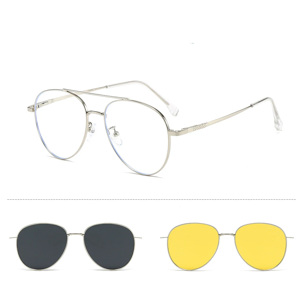VCKA Klassische Legierung Myopie Sonnenbrille Magnetclip Großer Rahmen 3-in-1 Polarisierte Männer Frauen Optik Brillen -0,50 bis -10 – Detail 15
