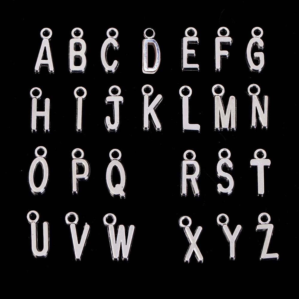 30pcs/16x6mm A-Z 26 Letter Alloy Mixed Alphabet Charms