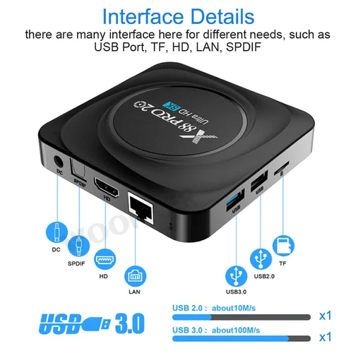 Woopker 스마트 TV 박스, 와이파이 음성 제어 셋톱 박스, 안드로이드 11 X88 프로 20 록칩 RK3566, 8GB RAM, 128GB ROM, 8K, 2.4G, 5.8G 5