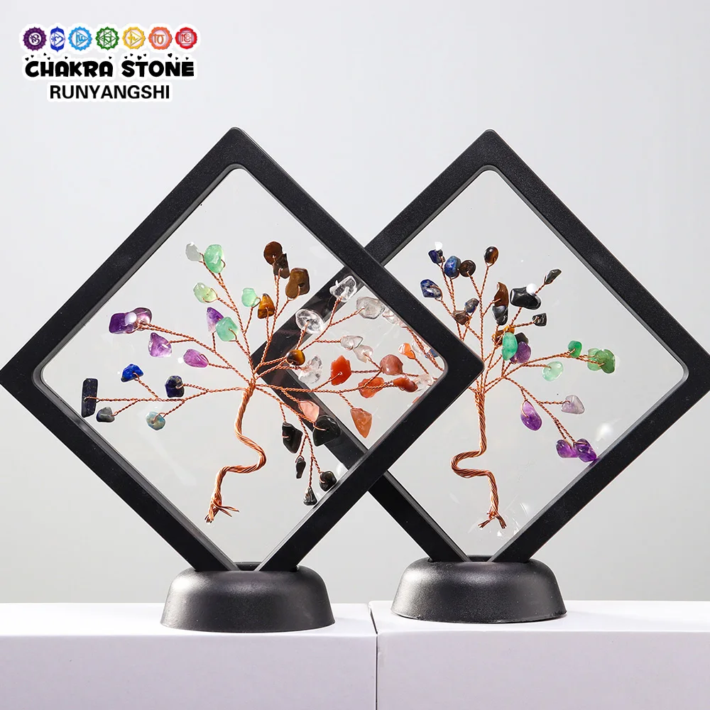 1pc 7chakra Crystal Gravels Money Tree Natural Healing Gemstones Tree