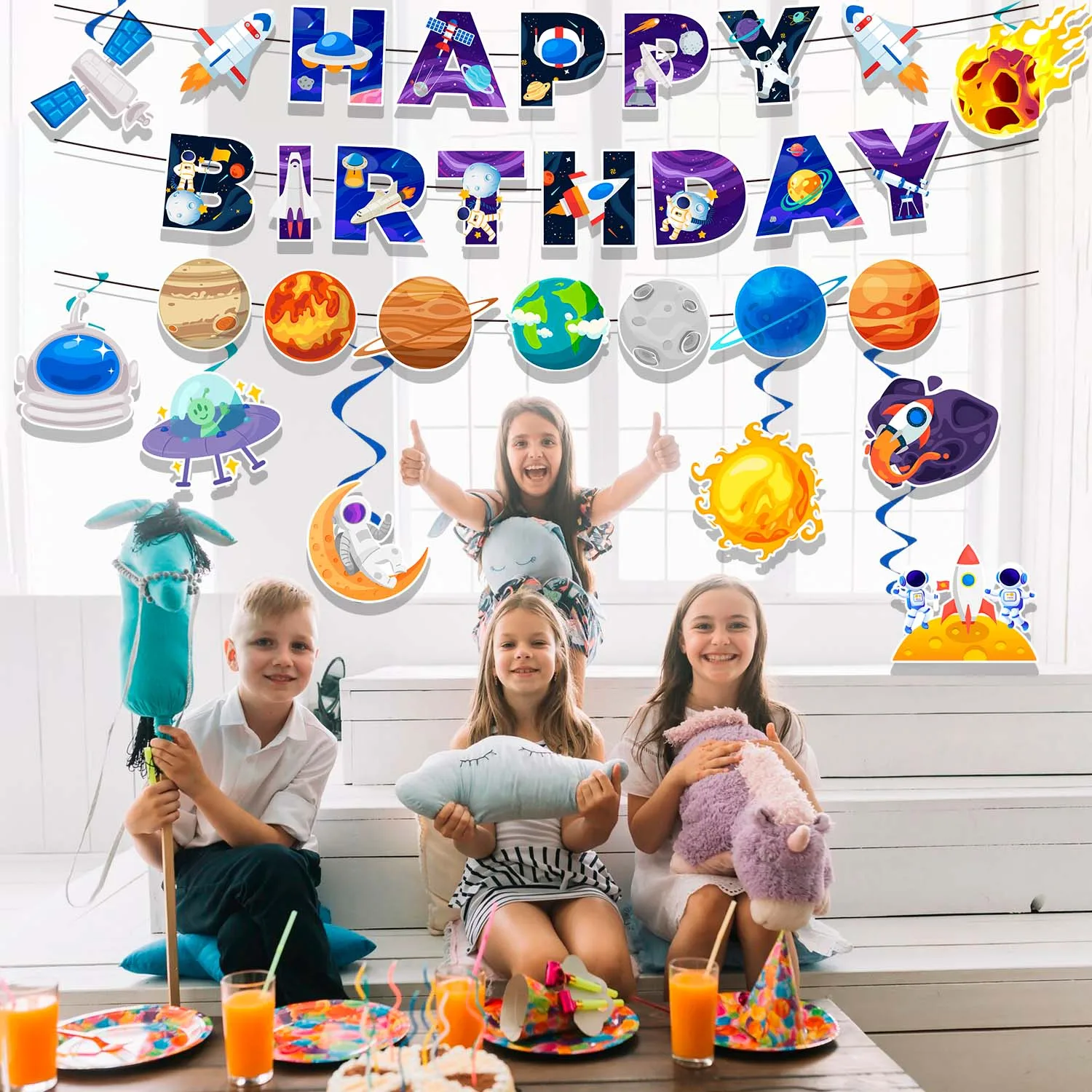 Outer Space Birthday Party Decorations Set-Space Themed Happy Birthday Banner & Solar System Hanging Swirl Decorations party decorations,christmas decorations,birthday banner,birthday streamers