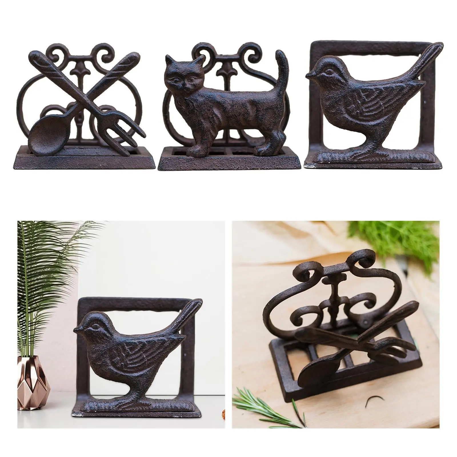 European Style Napkin Holder Iron Creative Napkin Storage Organizer for Dinning Accessories Rustic Wedding Bar Living Room