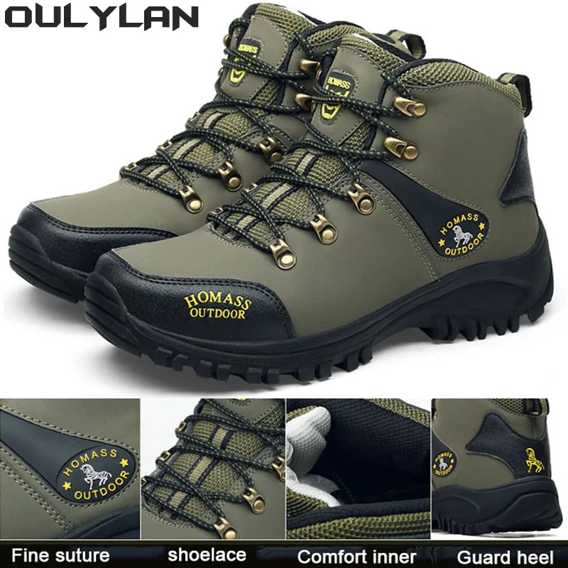 

Oulylan Men Waterproof Hiking Shoes Breathable Tactical Combat Army Boots New Outdoor Climbing Shoes Non-slip Trekking Sneakers