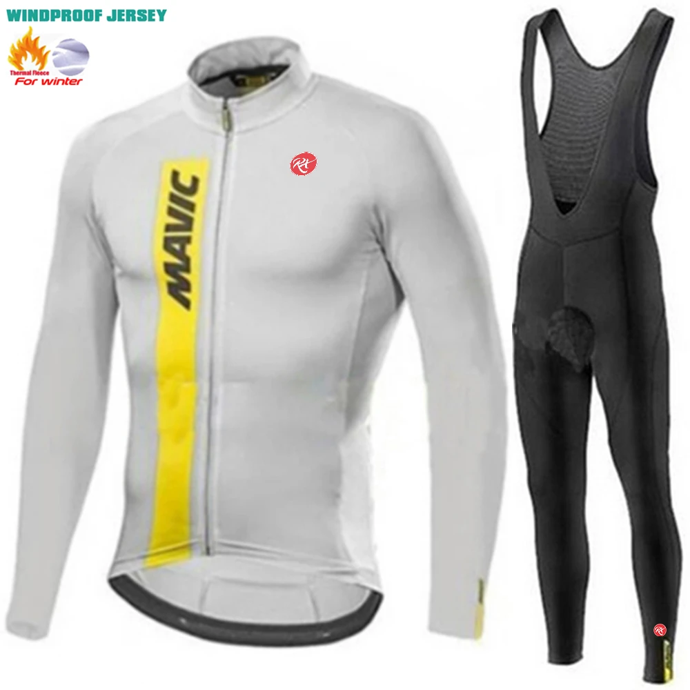 RX MAVIC New Men's Cycling Long Sleeve Winter Bicycle Warm Riding Set Road Bicycle Cold Riding Long Sleeve Winter Riding Pants 3