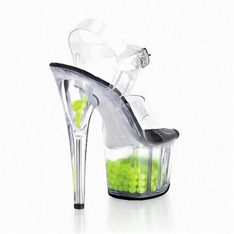 Clear 6 Inch High Heel Mid Platform Sandals 15cm high-heeled platform shoes sexy  sandals star performance dance shoes