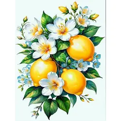 Yellow Floral Canvas Art - Handpainted DIY Home Decor Gift - 60x75cm no frame (DARK GRAY)