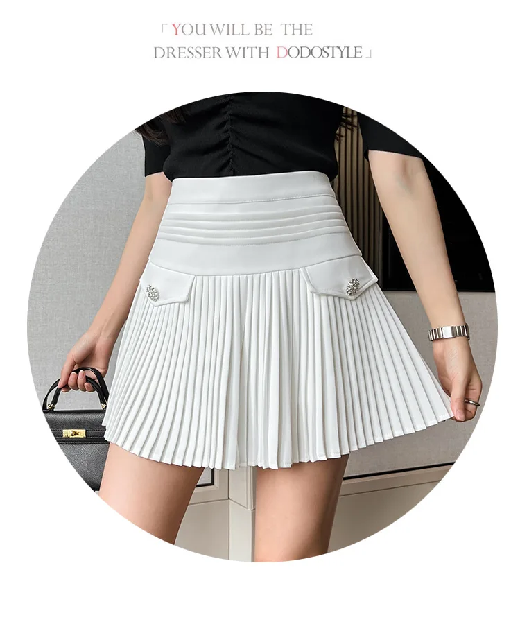 sequin skirt Spring New Design Sense Pleated Skirt with Belt Women Autumn Winter Preppy Style High Waist A-line Mini Skirts Korean Fashion pencil skirt