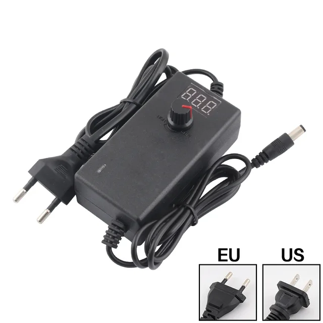 AC-DC 3-12V2A Adjustable Adapter with Display Screen US/EU Plug Switching Power Supply Adapter Charger for LED Strip