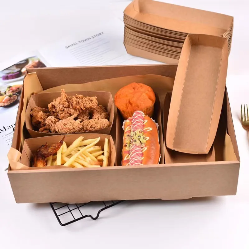 2-Pack Disposable Corrugated Paper Food Boxes, Odorless, Food-Grade, Ideal for Home, Restaurant, Camping and Takeout Use