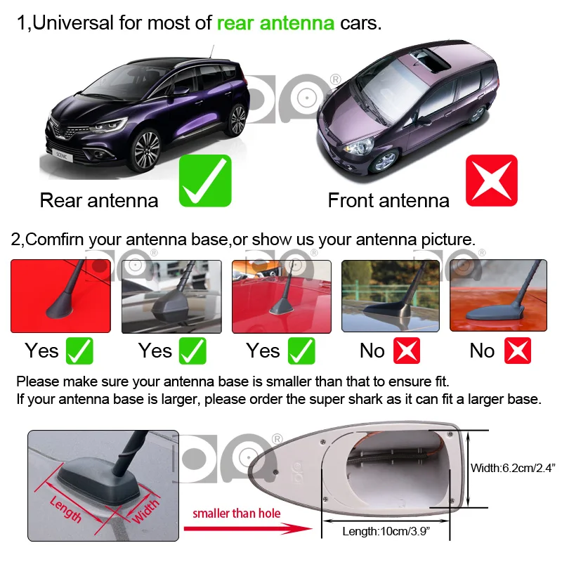 Shark Fin Antenna with Enhanced Signal and Premium Piano Paint Finish