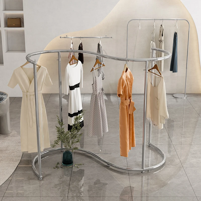 !@S-Shape Design Stainless Steel Arc Middle Island Rack Floor-Type ...