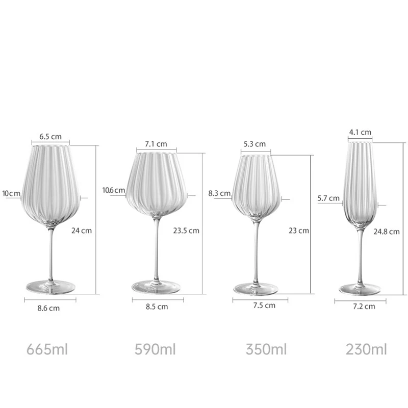 Transparent Corrugated Crystal Glass with High Aesthetic Value Home Wine  Glasses Party Champagne Christmas Gifts Light Luxury