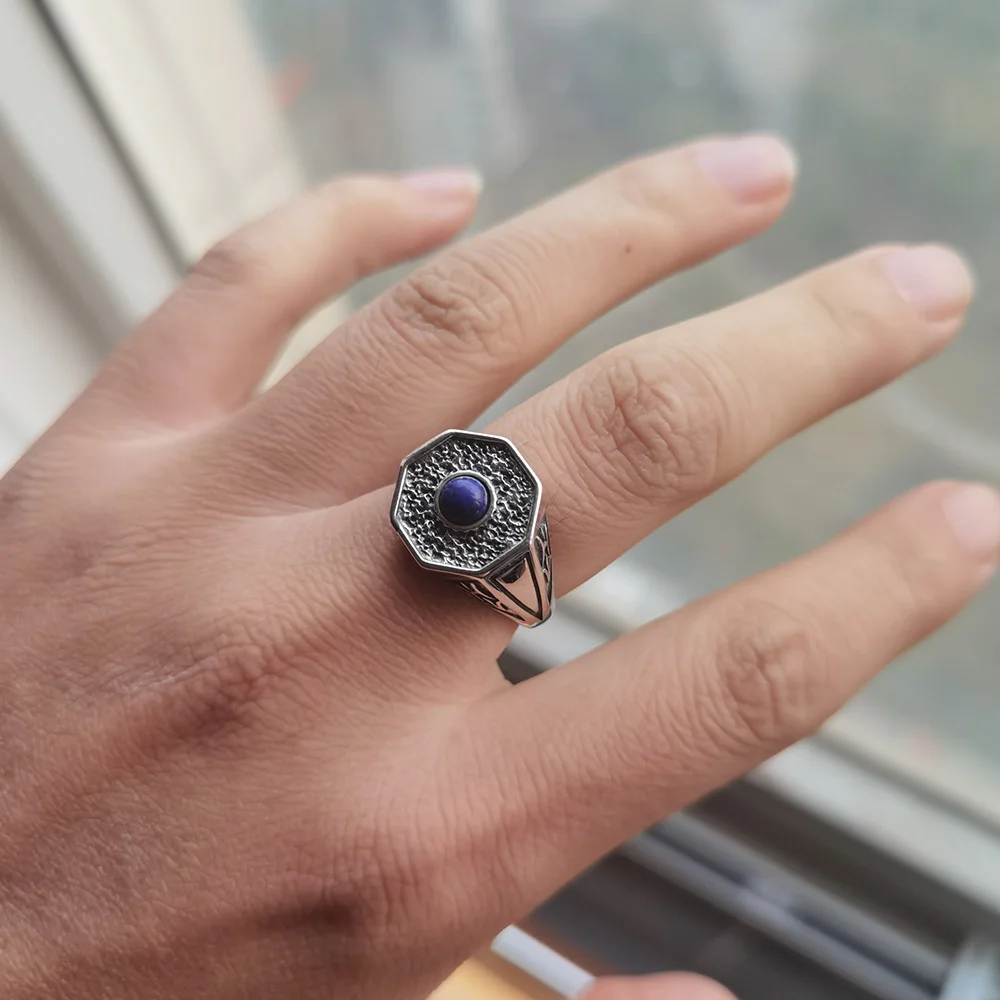 The Originals 925 Sterling Silver Vampire Rings With Natural Lapis Lazuli Stone Damon Stefan's Elija Klaus Rebeka Mikaelson silver ring silver rings gemstone ring natural stone ring
