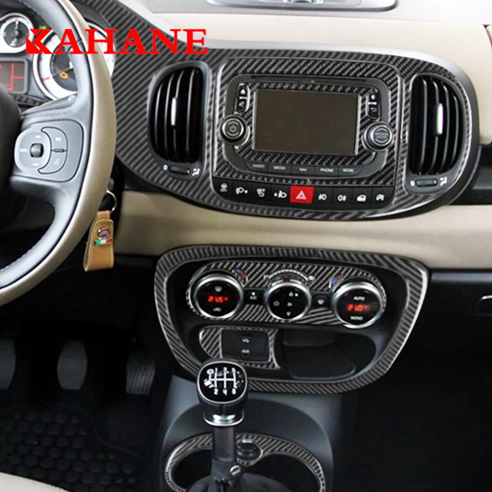 

Car Carbon Fiber Set Stickers Central Console Panel Decorative Strip For Fiat 500L 2014 2015 2016 2017 Auto Interior Accessories