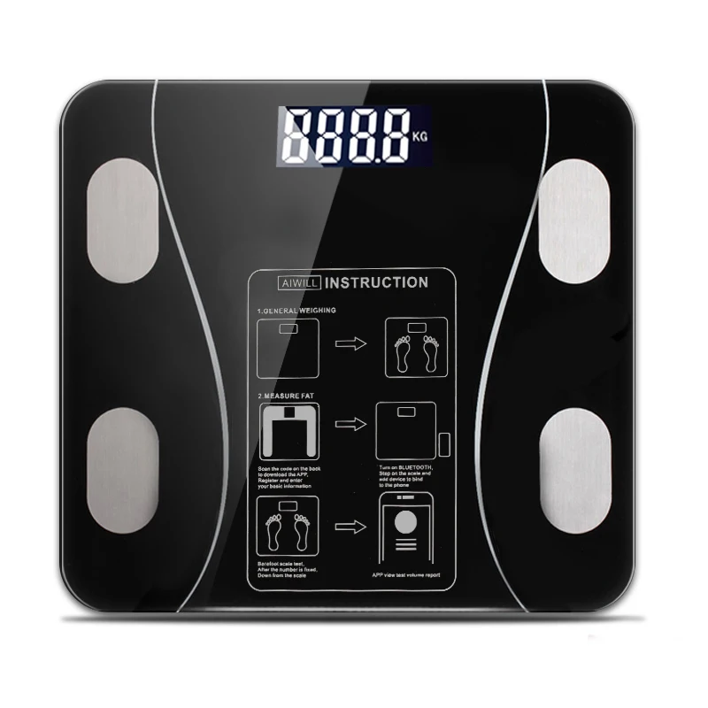 Bilancia da bagno AIWILL HOT con schermo LED, analisi del peso e della composizione corporea, bilancia intelligente per la casa, regalo._voghion.com