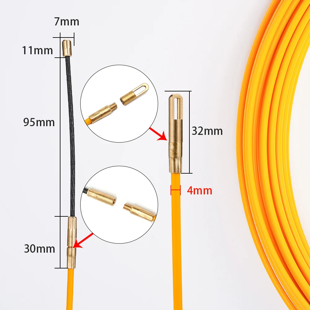 Description Picture 5 of item4MM 5/15/20/25/30M Fiberglass Cable Puller Fish Tape Reel Conduit Ducting Threader Puller Rodder Pulling Lead Wire Wiring Device