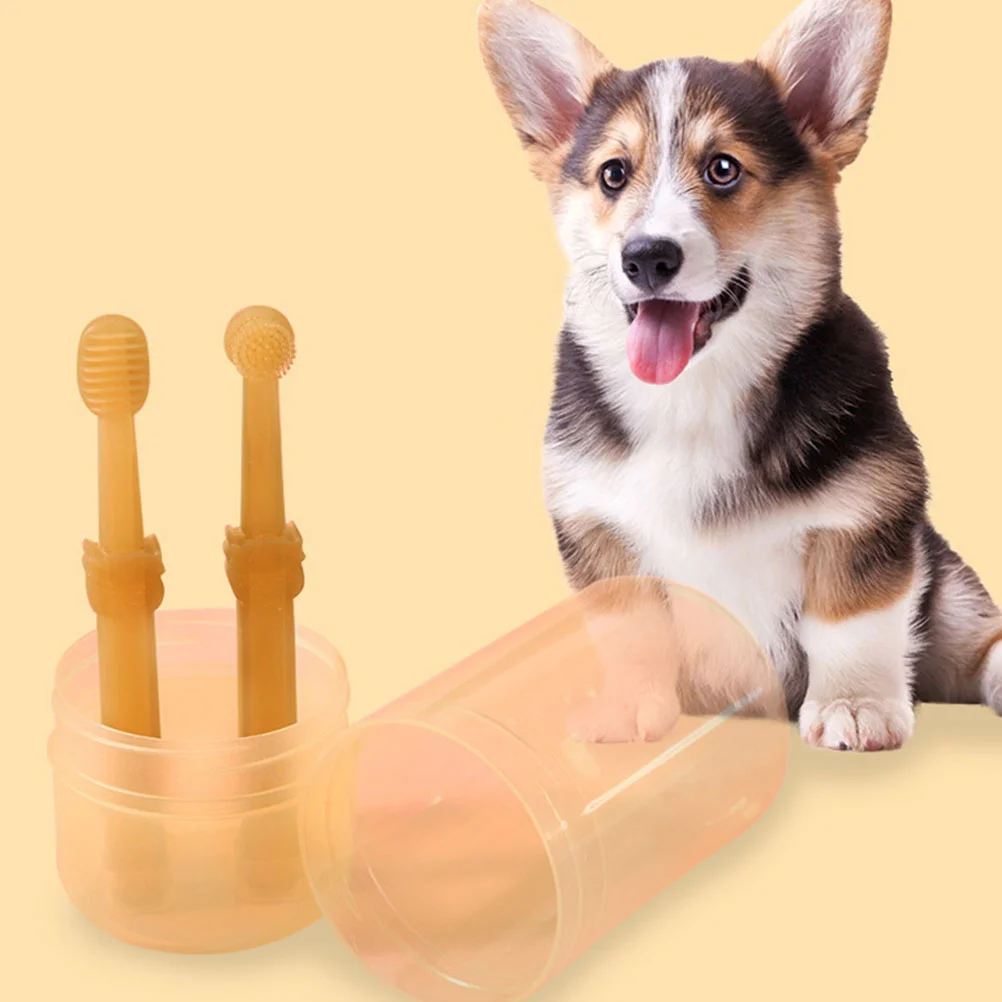 

Dog Mouth Brush Puppy Tooth Pet Toothbrush Set Travel Cleaning Supplies for Small Dogs Silica Gel