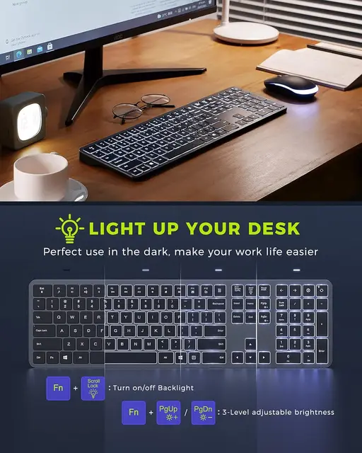 SEENDA Backlit Wireless Mouse and Keyboard Combo Rechargeable Ultra Slim Full Siz 2.4G USB Cordless Illuminated Keyboards Mouse 5