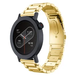 Premium Stainless Steel Smartwatch Band Bracelet - Elegant Metal Wristband Accessory - 22mm (Gold)