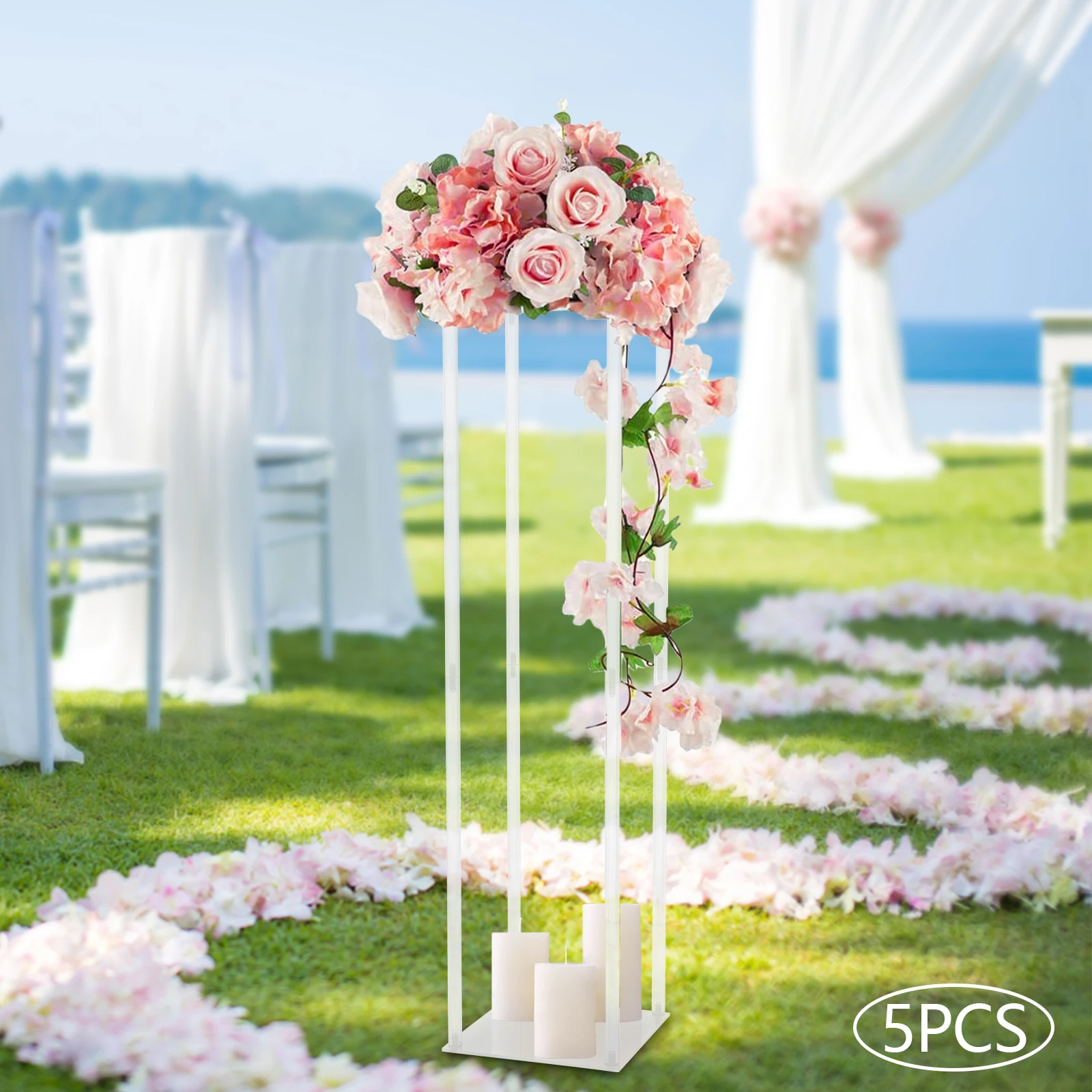 Wedding Geometric Flower Vase Column Stand Wedding Party Table Centerpiece 5Pcs