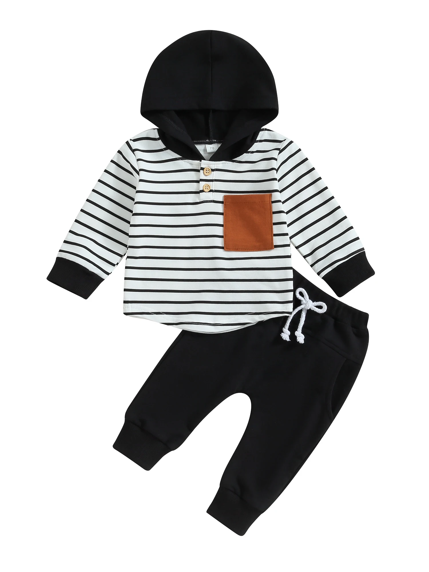 

Baby Boy Winter Clothes Set Stripe Long Sleeve Hoodie Sweatshirt Pants Trousers Outfits Tracksuit Warm Cozy Infant Toddler