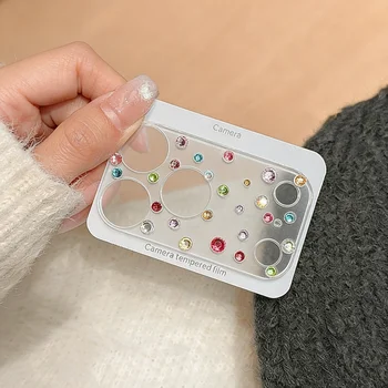 Nuova Protezione Lente Fotocamera Trasparente di Lusso con Decorazioni Colorate in Strass per iPhone 17 Pro Max 17 Pro Vetro Protettivo per Lenti