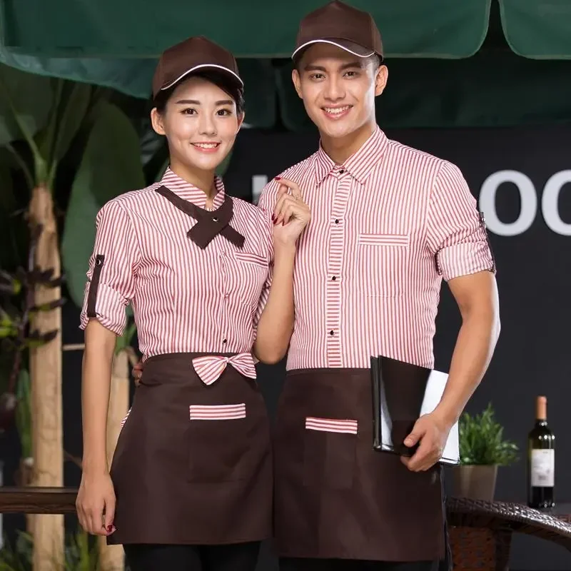 

Spring And Cake Set With Tie Sleeve New Bow Apron Coffee Uniform Uniforms 2023 Summer Hotpot Adjusted Workwear Shirt Shop Waiter