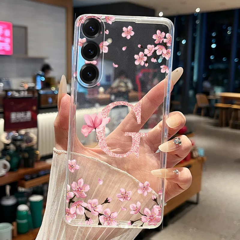 Pretty Flower Letter Pattern Transparent Silicone Phone Case - Soft Back Cover