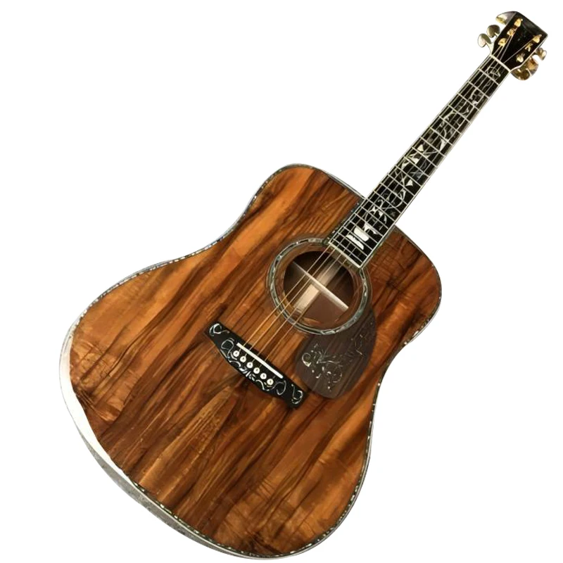 

41 inch D mold solid wood profile tree of life abalone inlaid acoustic guitar