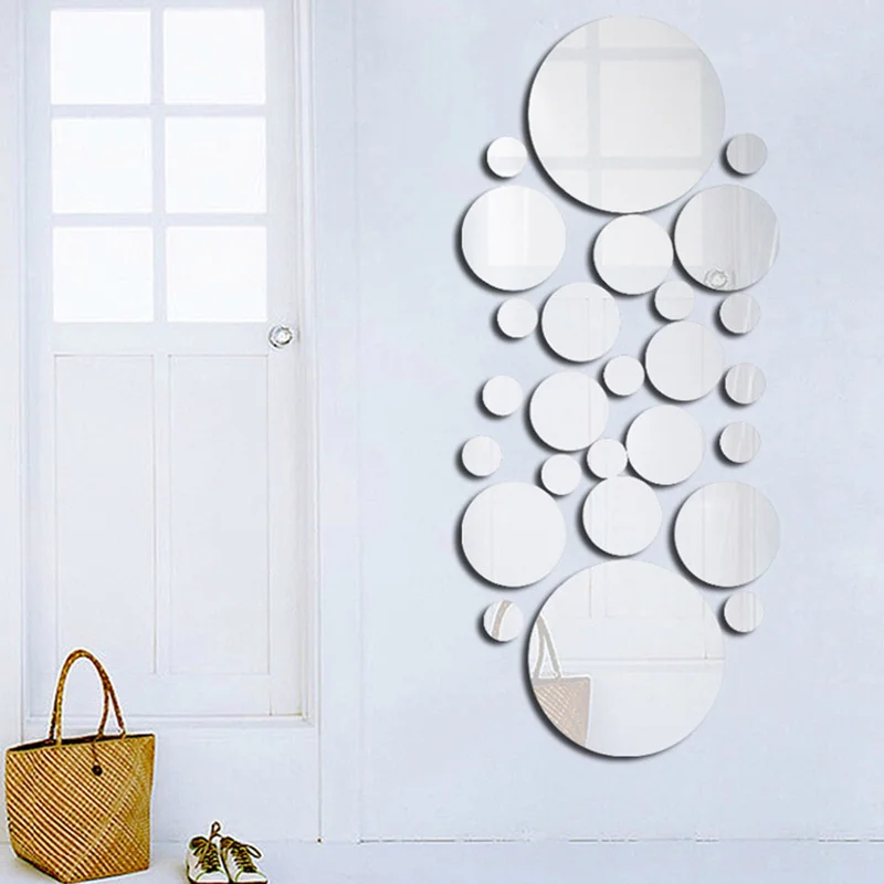 Waterproof Hollow Circles Acrylic Mirror Surface Wall Sticker Removable Art Sticker  Decor Art Mural Home Decor Round Wall Decals - AliExpress