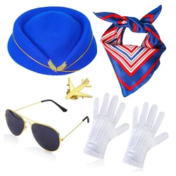 Stewardess Scarf Stewardess Costume accessories Stewardess Hat Stewardess Gloves
