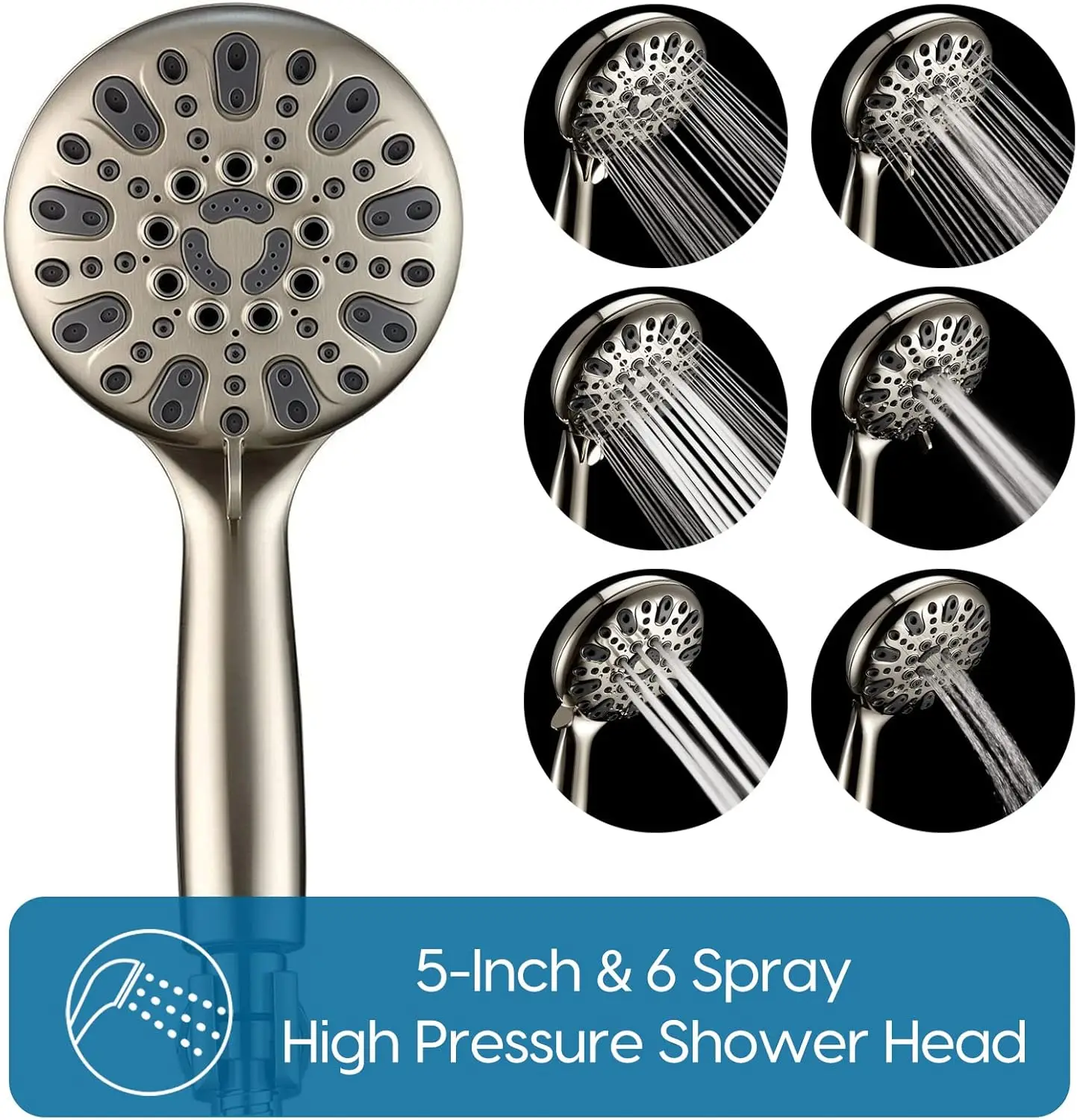 Brushed Nickel Shower Faucet Set with Valve, Shower Kit with Valve and 6 Setting Shower Head, Bathtub Shower Head and Faucet Set 3