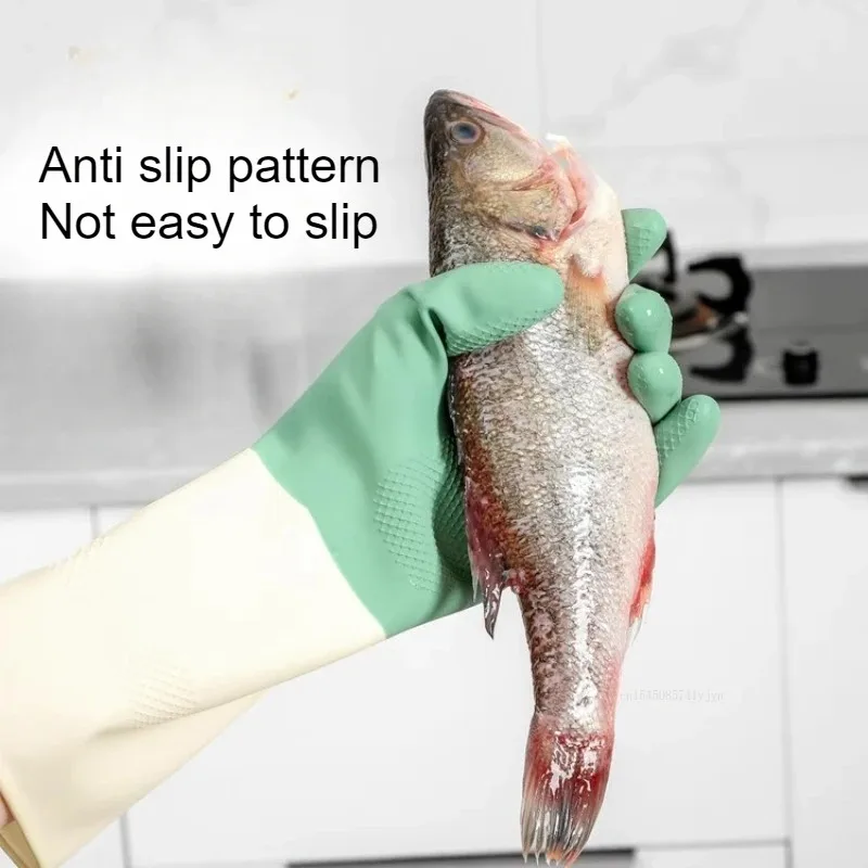 Kitchen oil resistant, durable, wear-resistant, waterproof rubber gloves, laundry and cleaning gloves, silicone