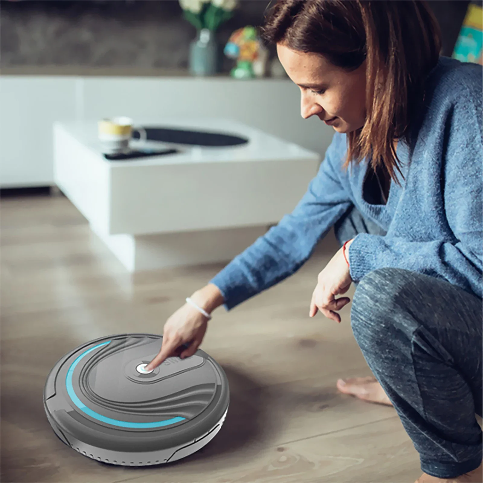 Robot Vacuum Cleaner Home Automatic Floor Robot Mini Smart Wireless Vacuum Cleaner Battery Home Sweeper For Low Carpet Pet Hair
