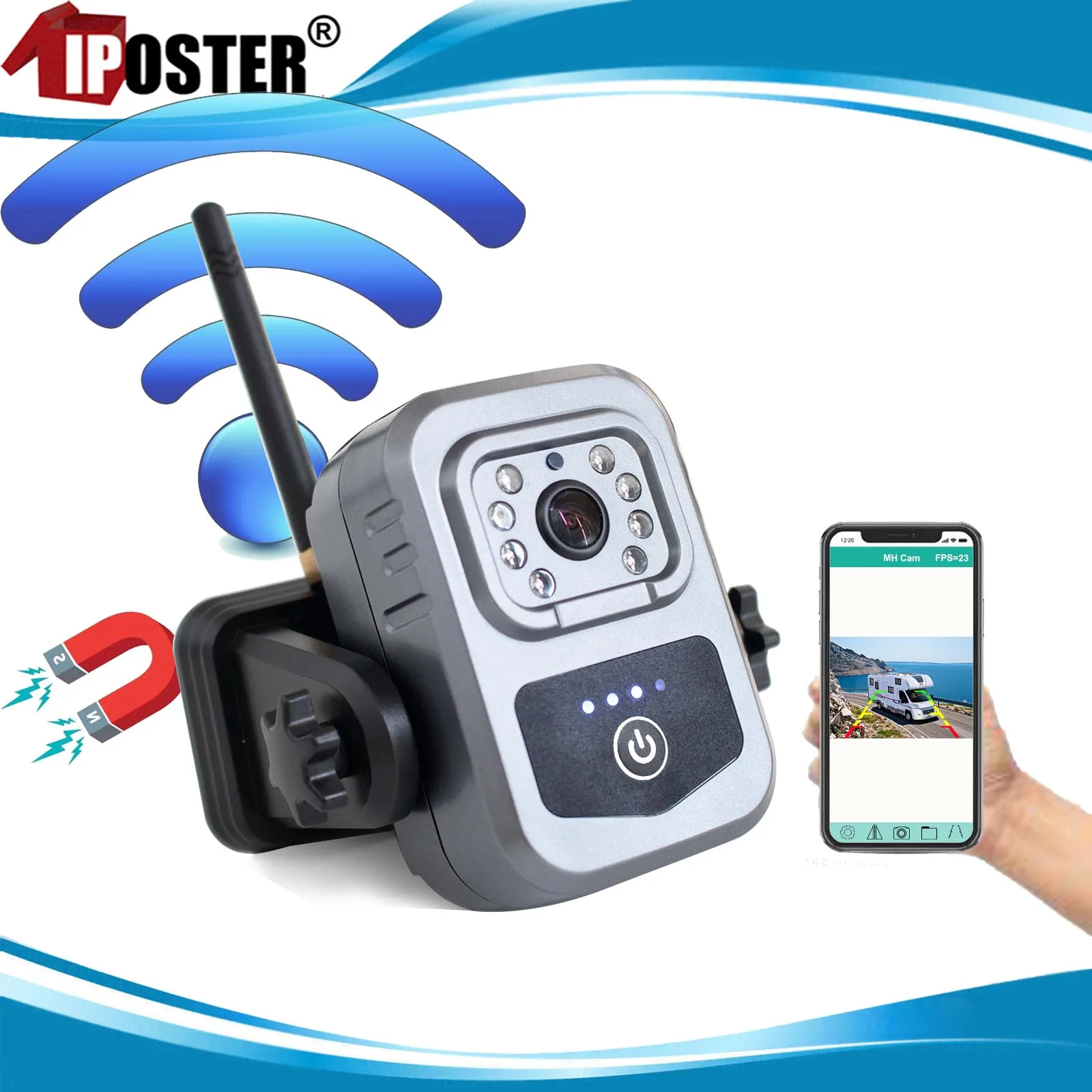 

iPoster Hitch Battery Wifi Magnetic Reversing Reversing Camera APP Battery Powered For IOS Android Cellphone / Caravan Car Rv