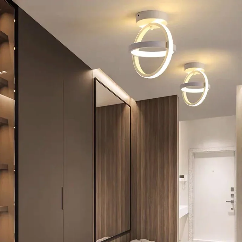 Modern Small LED Ceiling Light 2-ring Creative Pendant Lamp Bedroom Living Room Indoor Lighting Aisle Balcony Hallway Lustre