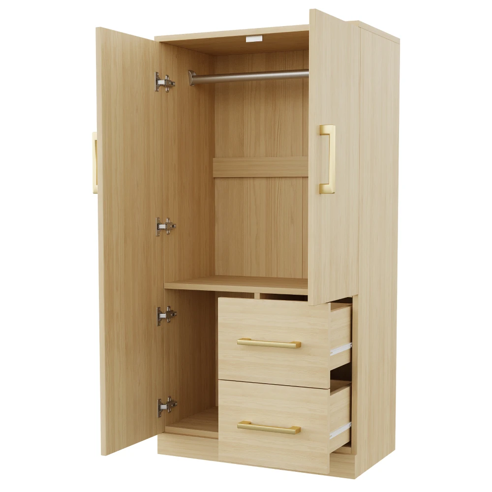 70 x 40 x 135 cm moderner Kindergarderobe, doppeltüriges Design mit Schubladen und Ablagefächern, Einzelgarderobe aus Holzfarbe – Detail 15