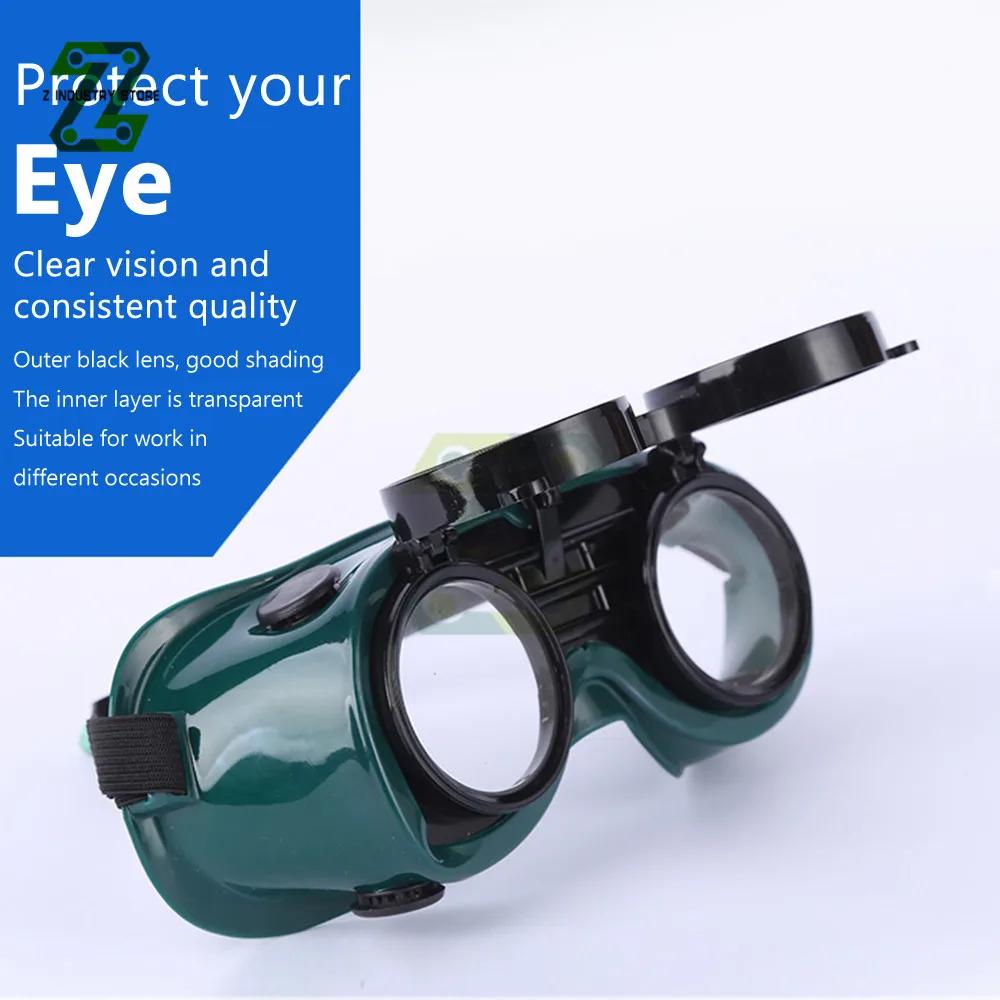 Double Flip Welding Glasses Cutting Welders Glasses Lenses Portable Safety Protective Cutting Grinding for Workplace