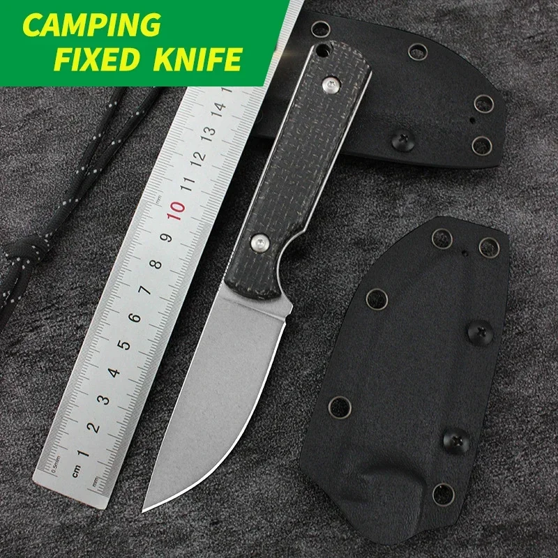 

Ultimate Fixed Blade Knife D2 Blade Linen Handle Ideal for Hiking Enthusiasts Bushcraft Camping Perfect Men's Gift with K-sheath