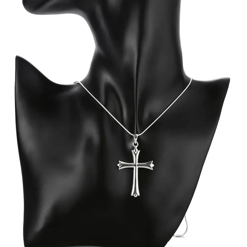 925 sterling Silver Classic cross Pendant Necklace For Women man Luxury Fashion Party Wedding Accessories Jewelry Christmas Gift pendant necklace silver necklace silver pendant silver necklace charms