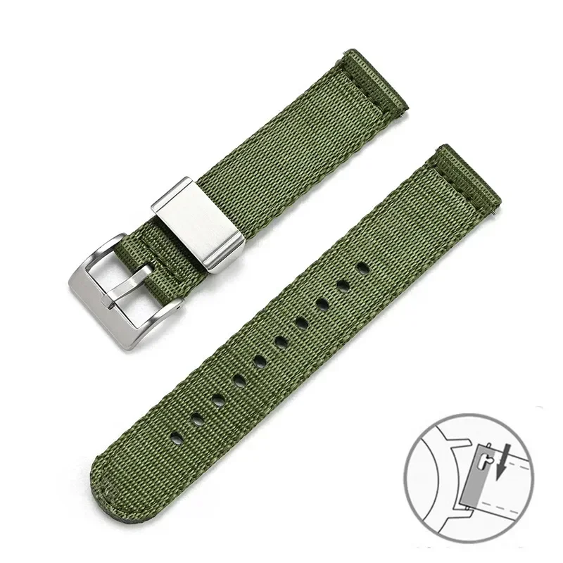 Premium Thick Canvas Nylon Quick Release Watch Strap - Army Style Unisex Accessory