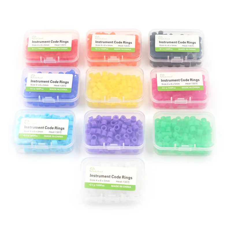 Lab Instrument Code Rings Orthodontic Circle Silicone Dental 100pcs Dental Silicone Rings