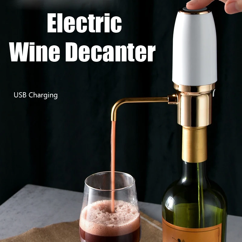 

Electric Wine Aerator And Dispenser One Touch Quick Sobering Decanter USB Charging Automatic Wine Pourer For Kitchen Bar Party